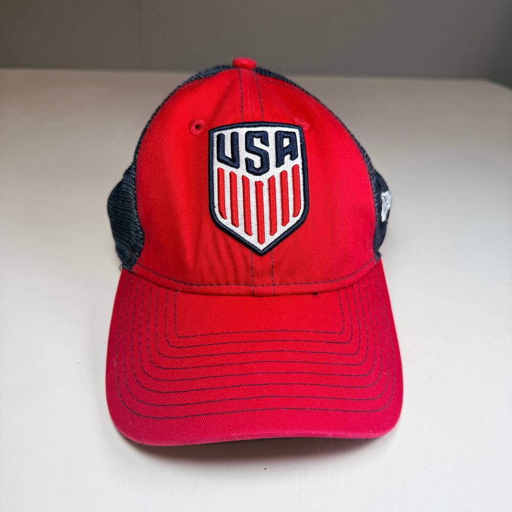 New Era USA Soccer USMNT 9FORTY A-Frame Trucker Hat Red/Navy Snapback Cap